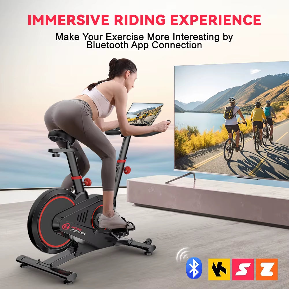 Magnetic Control Exercise Bike Large Tablet Holder Comfortable Seat Indoor Cycling Bike for Home Cardio Fitness Stationary Bike