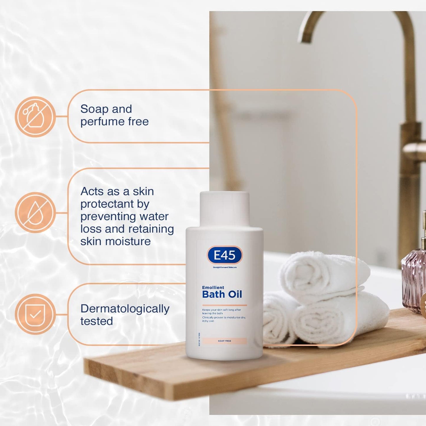 Bath Oil 500 Ml – Bath Oil Emollient to Moisturise & Hydrate Dry Skin – Gently Cleanses for Soft Skin – Soap Free & Perfume Free Emollient Bath & Shower Oil Body Wash - Dermatologically Tested