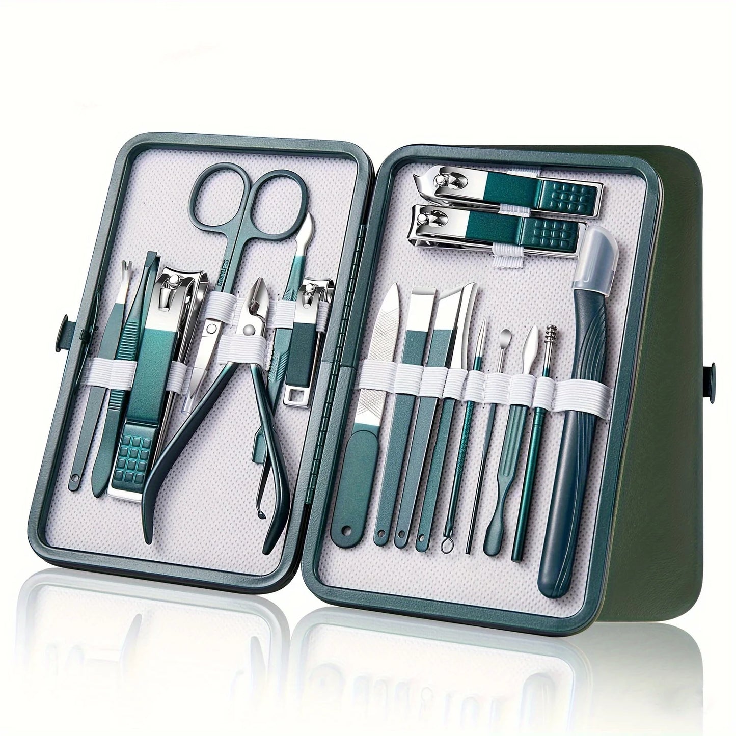 Professional 6-18 Piece Nail Care Kit Stainless Steel Manicure & Pedicure Set with Travel Case for On-the-Go Grooming