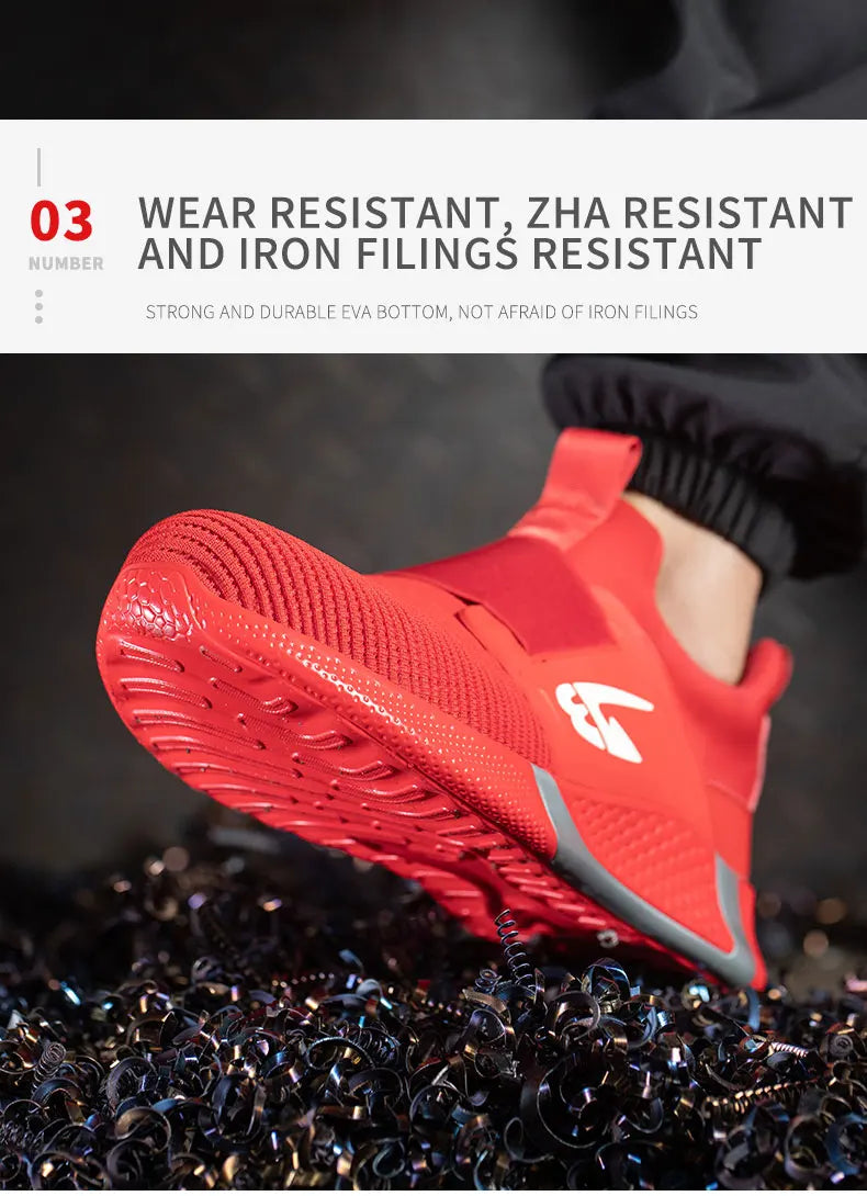Breathable Men Safety Shoes Steel Toe Work Shoes Outdoor Hiking Sneakers Lightweight Anti-Smash Safety Boots Footwear Male