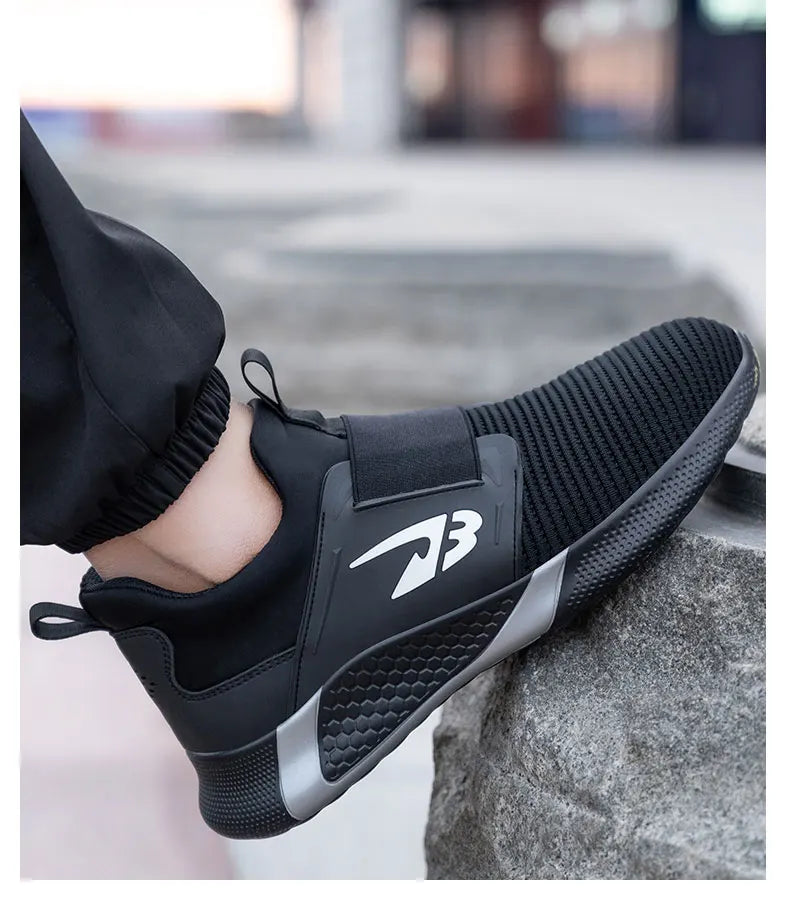 Breathable Men Safety Shoes Steel Toe Work Shoes Outdoor Hiking Sneakers Lightweight Anti-Smash Safety Boots Footwear Male
