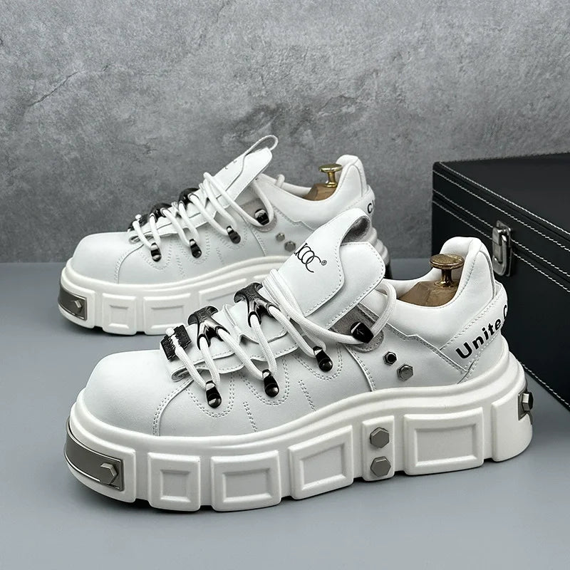 Original Brand Men's Shoes Fashion Thick Bottom Sneaker Street Hip-hop Style Casual Shoes for Men Rivet Vulcanize Designer Shoes