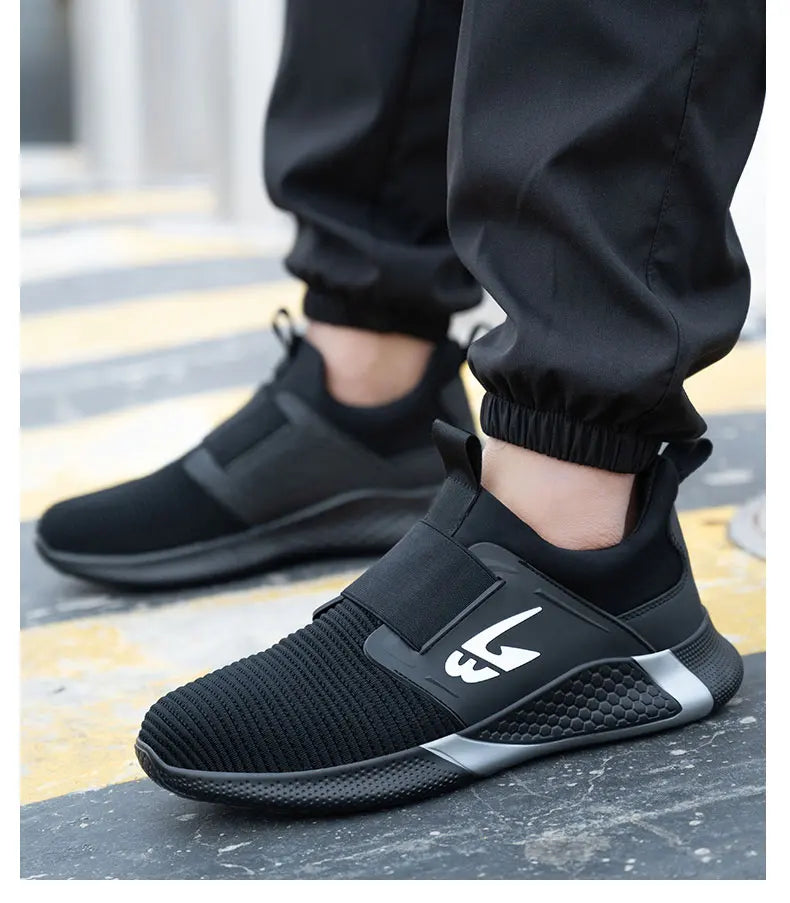 Breathable Men Safety Shoes Steel Toe Work Shoes Outdoor Hiking Sneakers Lightweight Anti-Smash Safety Boots Footwear Male