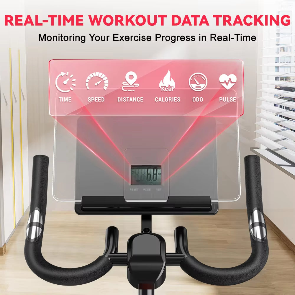 Magnetic Control Exercise Bike Large Tablet Holder Comfortable Seat Indoor Cycling Bike for Home Cardio Fitness Stationary Bike