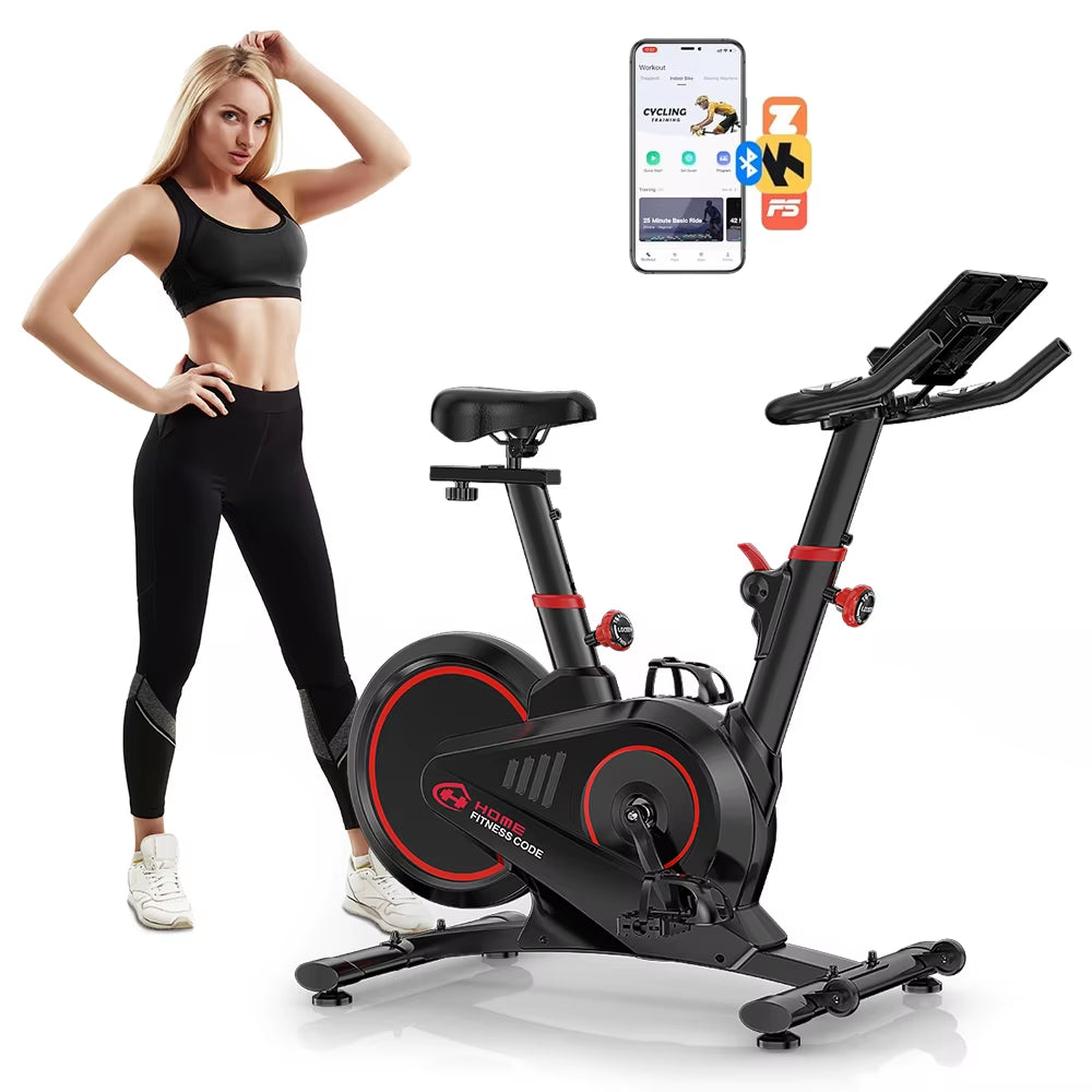 Magnetic Control Exercise Bike Large Tablet Holder Comfortable Seat Indoor Cycling Bike for Home Cardio Fitness Stationary Bike