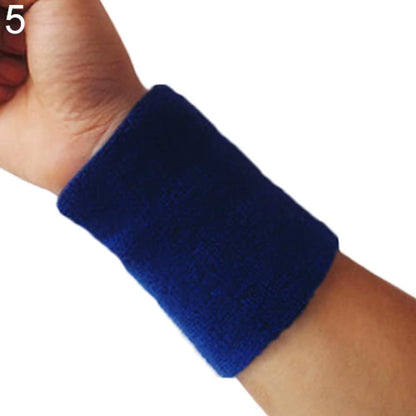 1X Wrist Sweatband Tennis Sport Wristband Cotton Yarn Volleyball Gym Wrist Brace Support Sweat Band Towel Bracelet Protector