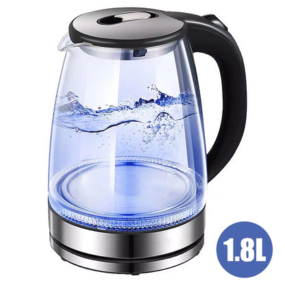 220V 1.8L Electric Kettle Glass Tea Kettle 1500-1800W Water Boiler Home Kitchen Water Heater,Dry Boiling Protection