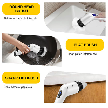 Cordless Electric Brush Multi-Functional Automatic Hand-Held Electric Cleaning Brush Bathroom Toilet Floor Toilet 3 Head