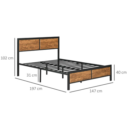 Bed Frame with Footboard and under Bed Storage Brown