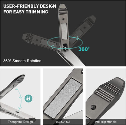 Sturdy Comfortable Nail Clipper Set – Stainless Steel Ergonomic Ultra Sharp Nail File Cutter Fit for Seniors, Adult, and Kids, Fingernail and Toenail