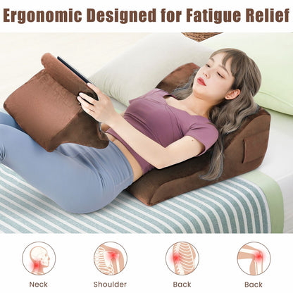 Wedge Pillow Set with Tablet Pillow Stand and Sidepockets