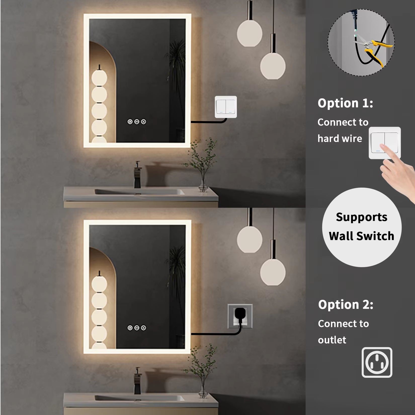 16X20 Inch LED Lighted Bathroom Mirror with Anti-Fog, Wall Mounted Vanity Mirror with Smart Touch Button, Memory Function