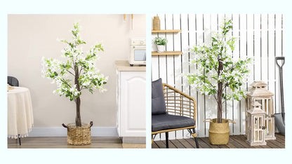 Decorative Artificial Plants Honeysuckle Indoor Outdoor, Potted Fake Flowers