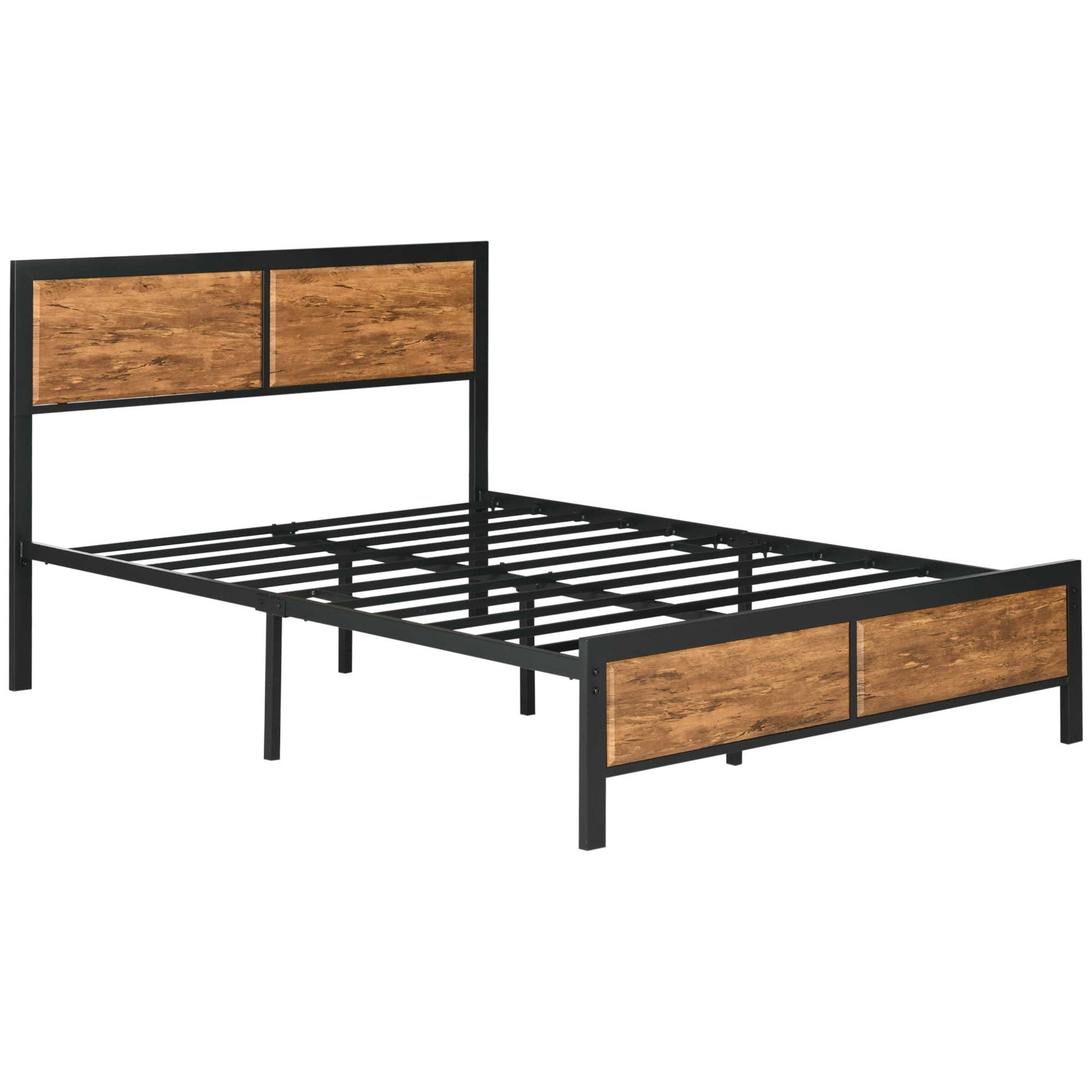 Bed Frame with Footboard and under Bed Storage Brown