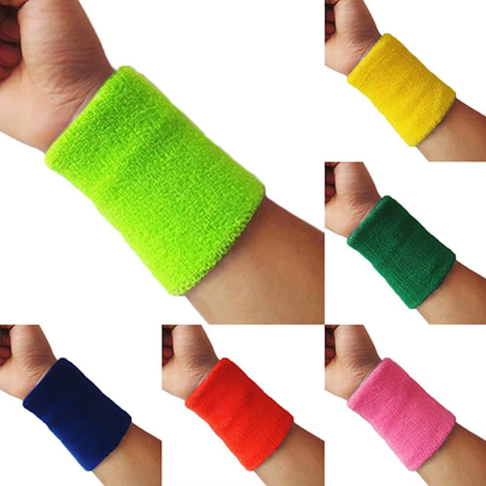 1X Wrist Sweatband Tennis Sport Wristband Cotton Yarn Volleyball Gym Wrist Brace Support Sweat Band Towel Bracelet Protector