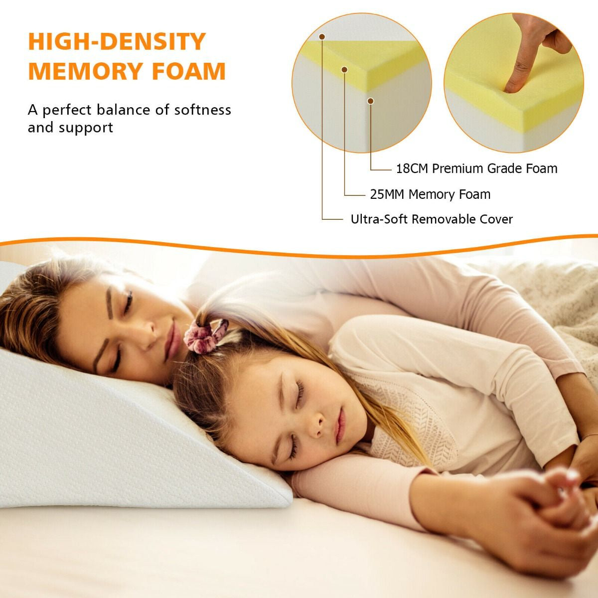 Leg Elevation Pillow with Washable Cover Memory Foam for Sleeping