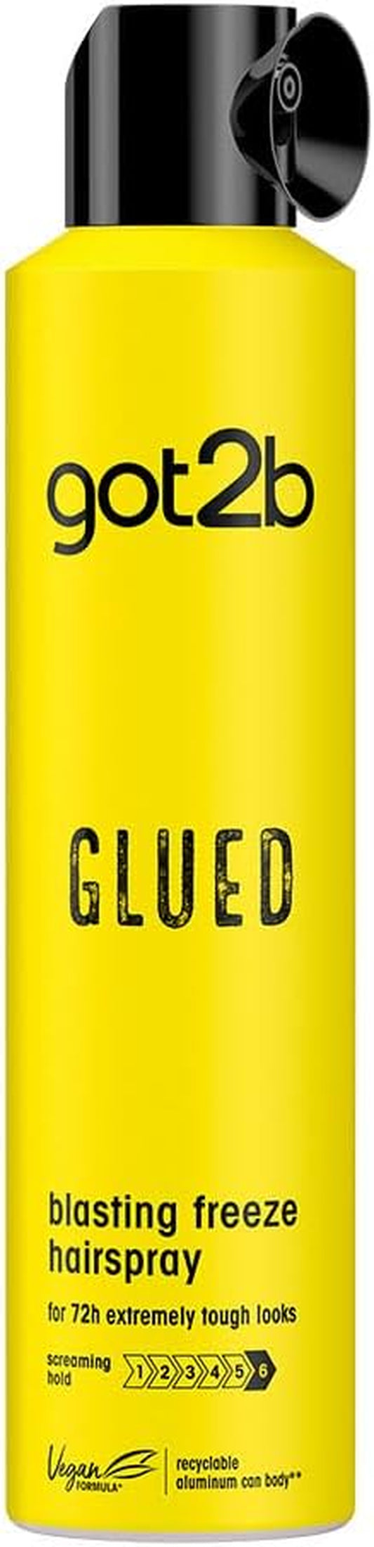 Glued Hairspray, Blasting Freeze Spray, Strong Hold Hairspray for up to 72 Hours, Vegan, Silicone Free, 300 Ml