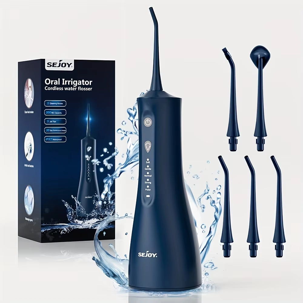 Dental Oral Irrigator USB Rechargeable Teeth Cleaner Portable Dental Water Flosser 5 Modes IPX7 Mouth Washing Machine