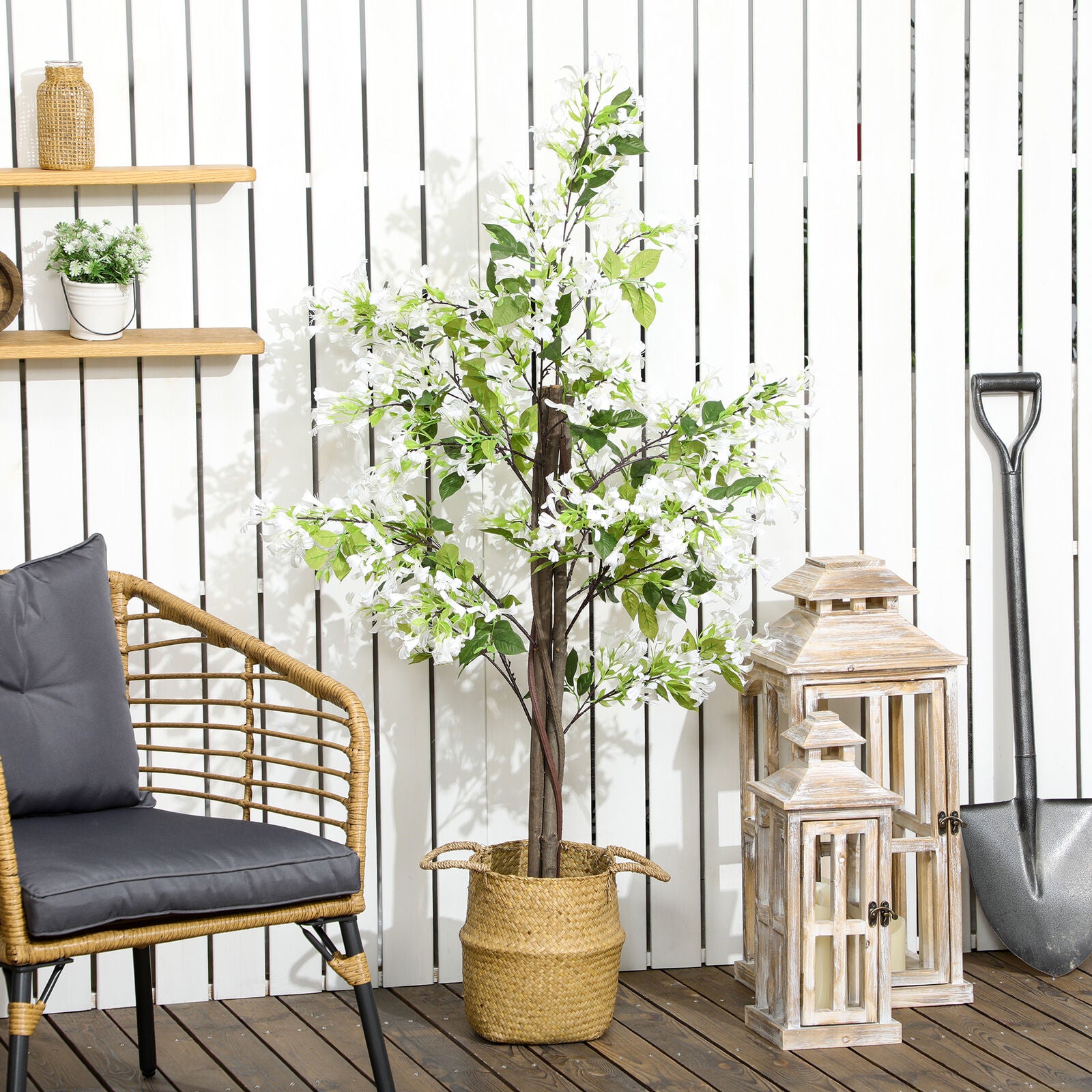 Decorative Artificial Plants Honeysuckle Indoor Outdoor, Potted Fake Flowers