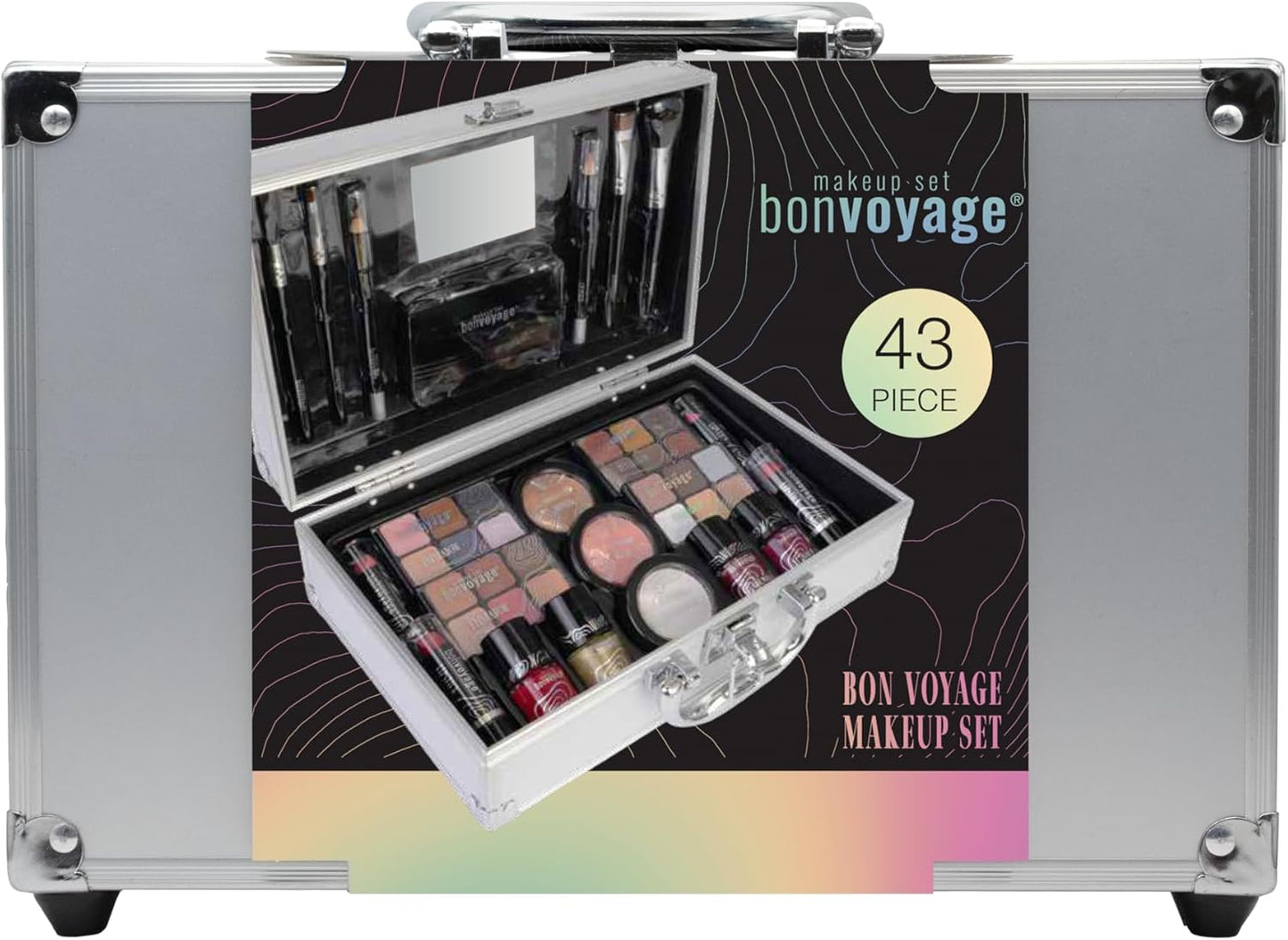 , Bon Voyage Makeup Set, 43-Piece Make up Kit with Professional Make Up, Includes Lipstick, Eyeshadow, Blush, Nail Polish and More, Makeup Kit for Women