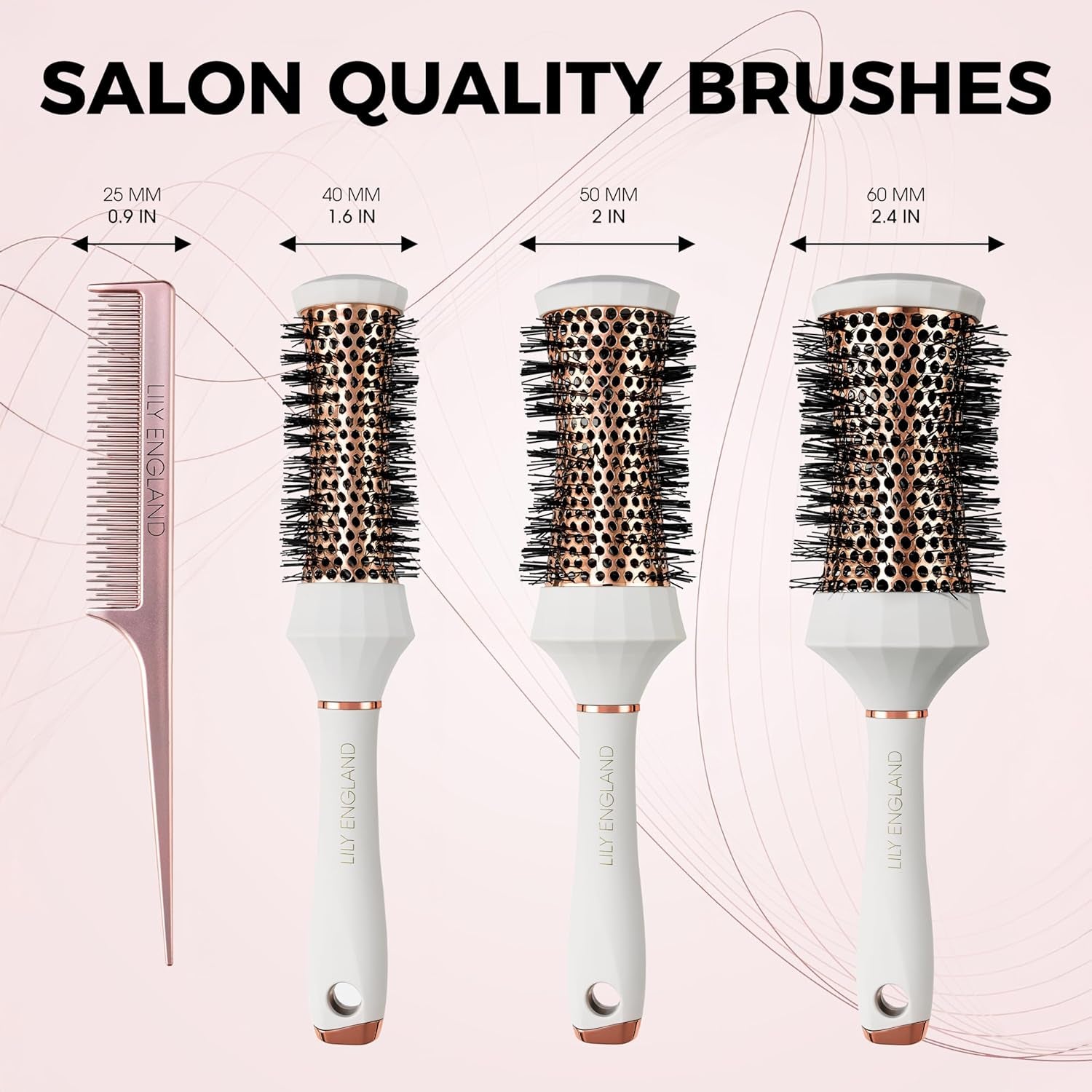 round Hair Brush Set, 4 Piece Professional Blow Dry Kit with 3 round Brushes and Comb for Styling, Beauty Gifts Sets for Women