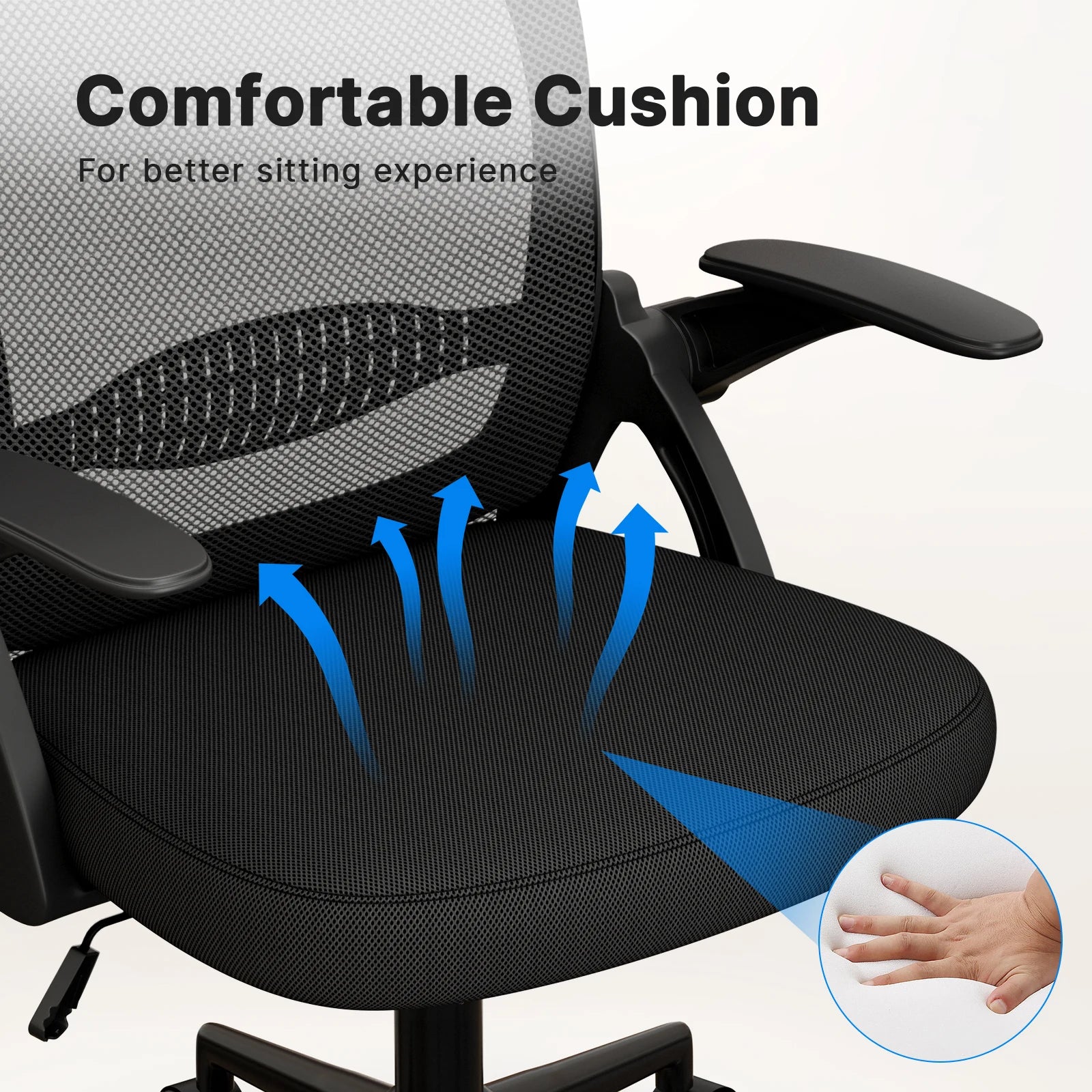 Home Office Chair Ergonomic Desk Chair Swivel Computer Chair Mid-Back Mesh Chair with Flip-Up Armrests Lumbar Support for Home