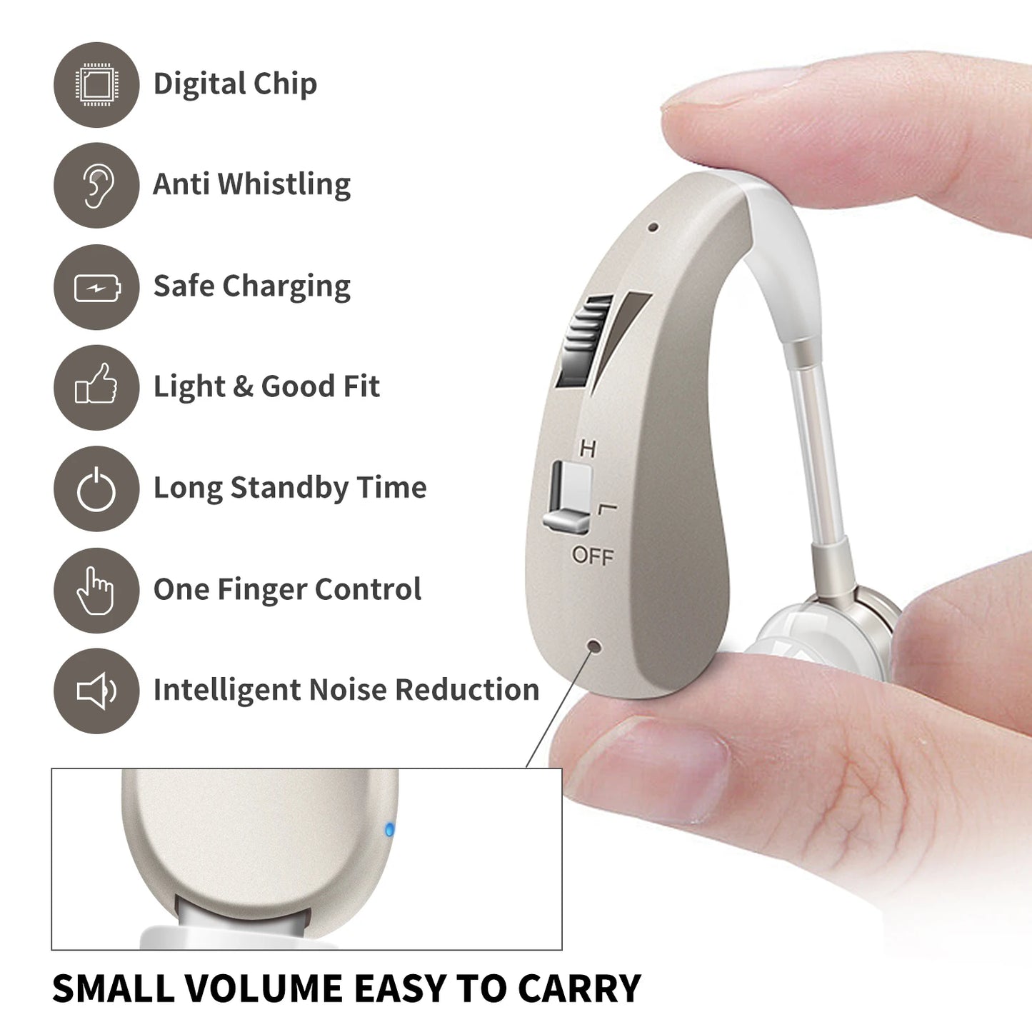 Rechargeable Hearing Aids Audifonos for Deafness/Elderly Adjustable Micro Wireless Mini Size Hearing Aid Ear Sound Amplifier
