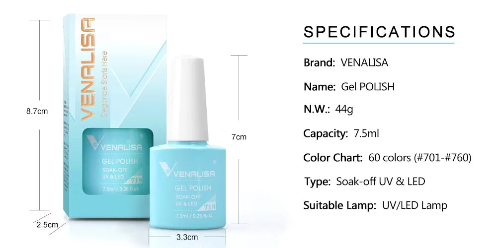 Venalisa Fashion Bling 7.5ml Nude Color Series Soak Off UV LED Nail Gel Polish Cosmetics Nail Manicure Gel Polish Nail Varnish