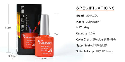 Venalisa Fashion Bling 7.5ml Nude Color Series Soak Off UV LED Nail Gel Polish Cosmetics Nail Manicure Gel Polish Nail Varnish