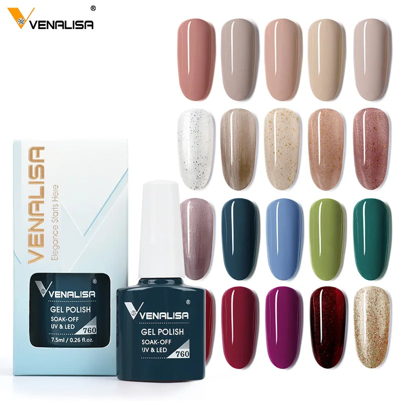 Venalisa Fashion Bling 7.5ml Nude Color Series Soak Off UV LED Nail Gel Polish Cosmetics Nail Manicure Gel Polish Nail Varnish