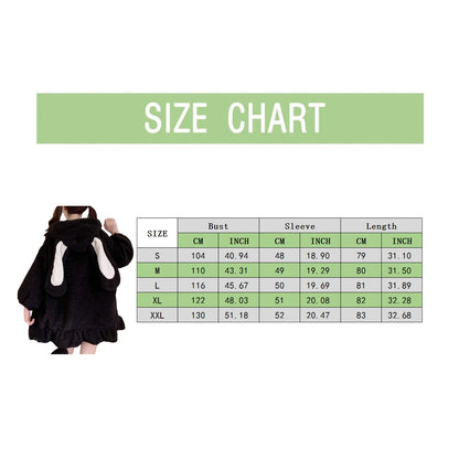 Women Zip-up Hoodies Rabbit Ears Hooded Kawaii Hoodies Large Size Lolita Cute Sweet Girls Warm Winter Harajuku Sweatshirt