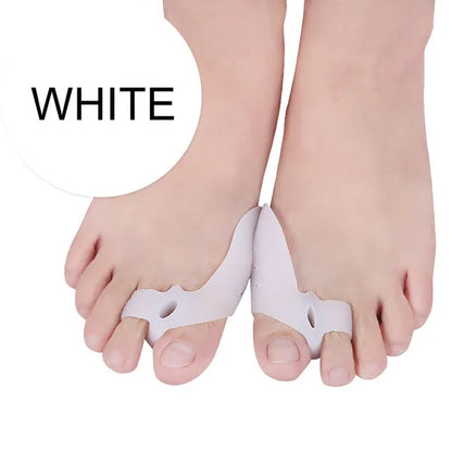 2pcs=1pair Silicone Two Hole Toe Separator Gel Foot Finger Protector Bunion Orthopedic Hallux Valgus Guard Straightener Pedicure