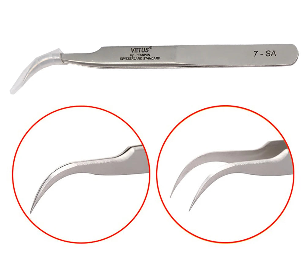 VETUS Stainless Steel Tweezers High Precision Set Eyelash Extension 3d Eyelashes Extensions Vetus Tweezer Tools Pincet