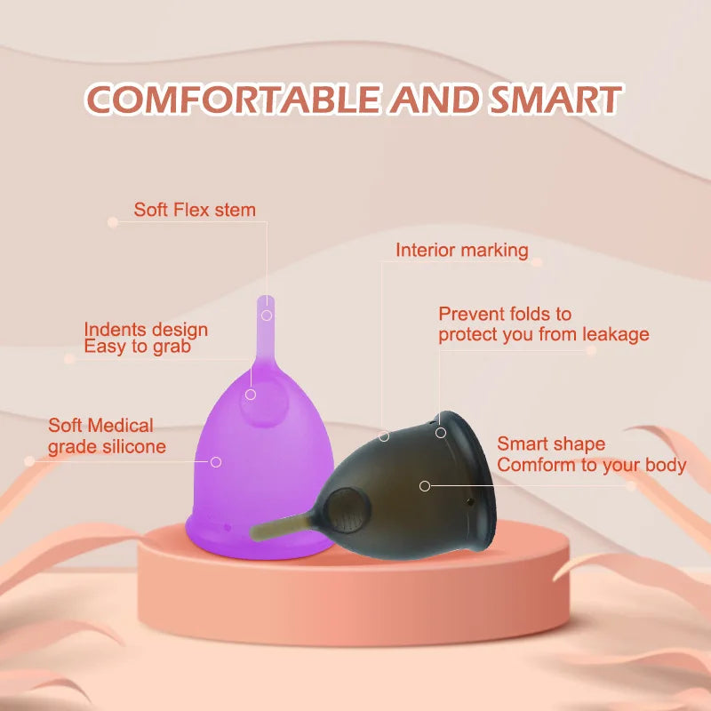 Menstrual Cup Women Medical Grade Silicone Female Period Cup Hygiene Copa Menstrual De Silicone Medica Reusable Menstrual Cup
