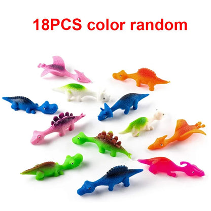 Novelty dinosaur finger slingshot sticky catapult toy 6/12/18PCS light rubber prank flying fun game stress relieving toy gifts