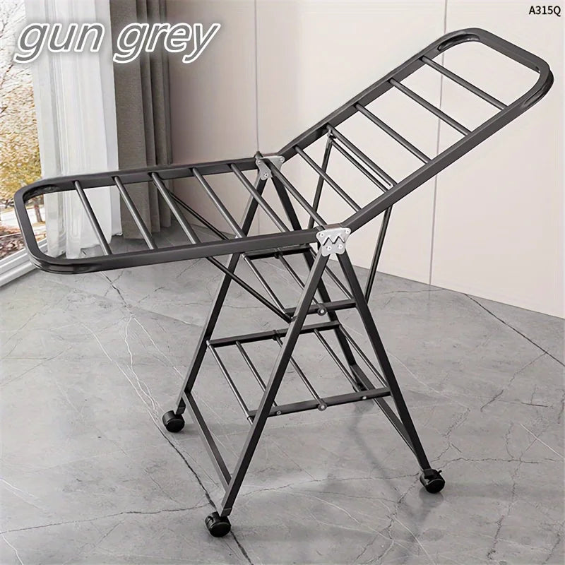 1 piece of modern stainless steel foldable laundry drying rack with a large capacity of 3 layers and 21 hanging rods
