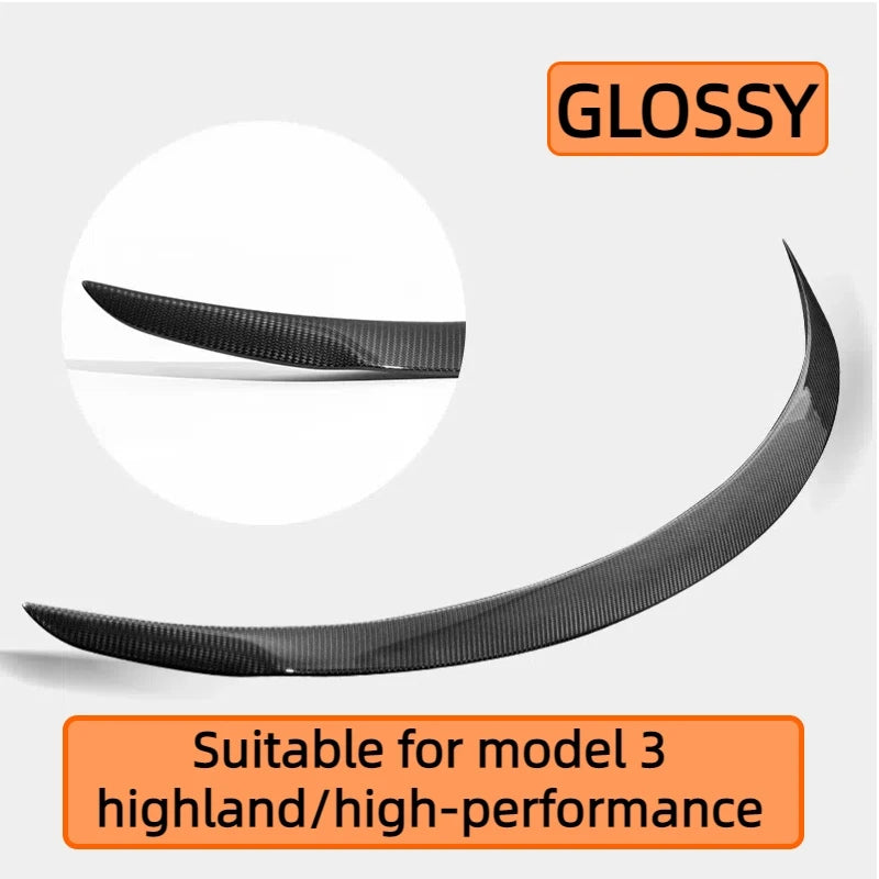 Real Carbon Fiber Rear Spoiler For Tesla Model 3 Highland/High-performance Rear Trunk Wing Performance Version Car Accessories