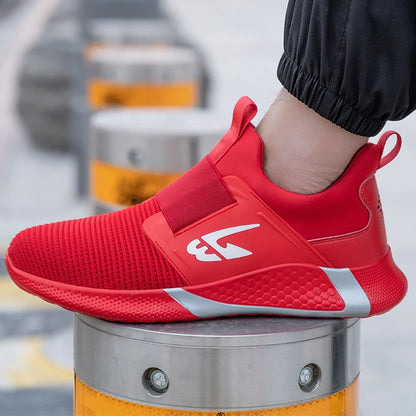 Breathable Men Safety Shoes Steel Toe Work Shoes Outdoor Hiking Sneakers Lightweight Anti-Smash Safety Boots Footwear Male