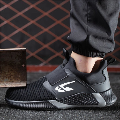 Breathable Men Safety Shoes Steel Toe Work Shoes Outdoor Hiking Sneakers Lightweight Anti-Smash Safety Boots Footwear Male