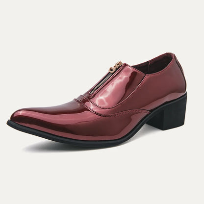 Luxury Brand Men's Chelsea Shoes Pointed Toe Dress Shoes Men's Banquet Blue Suit Shoes Red High-end Glossy Leather Shoes