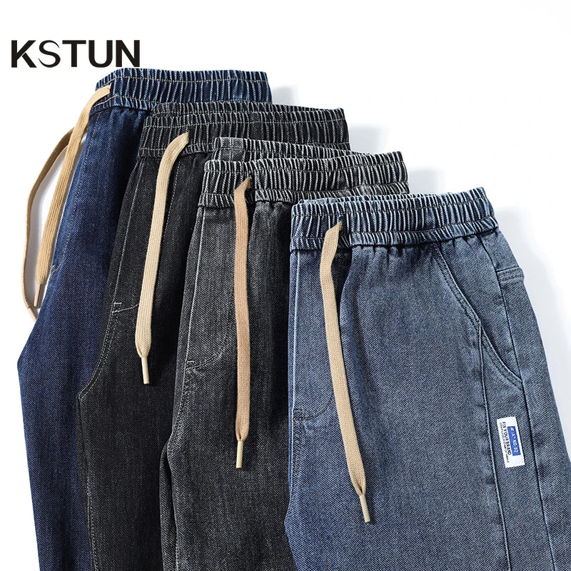 Jeans For Men Loose Fit Joggers Pants Oversize Baggy Pants Harem Wide Leg Elastic Waist Drawstring Male Denim Trousers Tapered