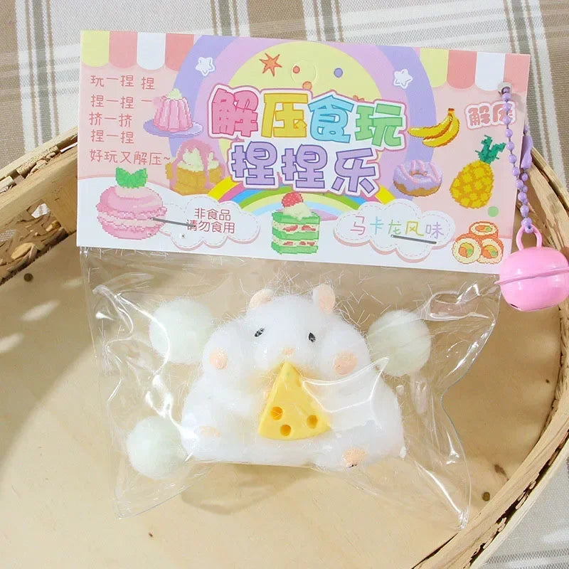New Cute Interesting Yellow White Hamster Squeeze Toy Silicone Pinch Decompression Toy For Kids Gift Stress Reliever Toys