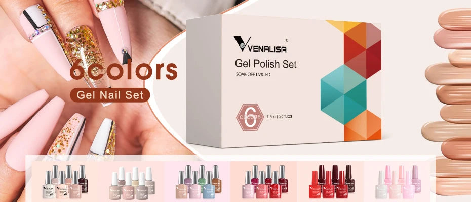 Venalisa Fashion Bling 7.5ml Nude Color Series Soak Off UV LED Nail Gel Polish Cosmetics Nail Manicure Gel Polish Nail Varnish