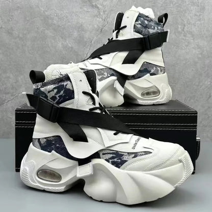 Fashion Brand Designer Whtie Thick Bottom Casual Board Shoes for Men Flats Loafers Sports Walking Luxury Sneakers Zapatos Hombre