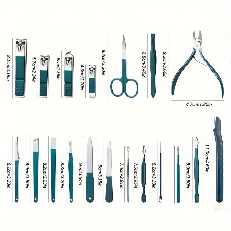 Professional 6-18 Piece Nail Care Kit Stainless Steel Manicure & Pedicure Set with Travel Case for On-the-Go Grooming