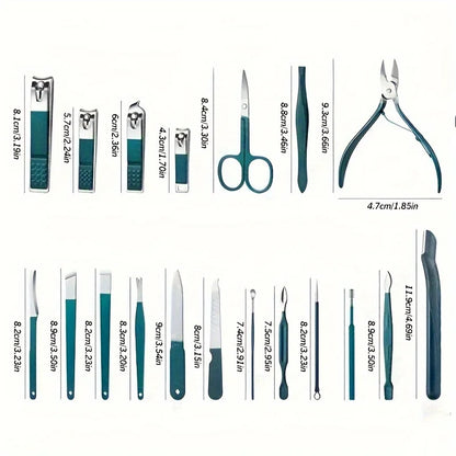 Professional 6-18 Piece Nail Care Kit Stainless Steel Manicure & Pedicure Set with Travel Case for On-the-Go Grooming