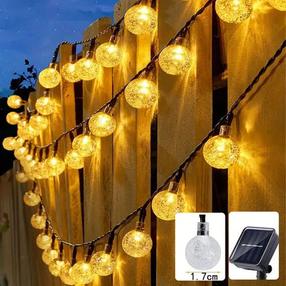 Solar String Lights 100 LED Crystal Globe Solar Lights Outdoor IP65 Waterproof with 8 Modes for Garden Tree Patio Party Decor