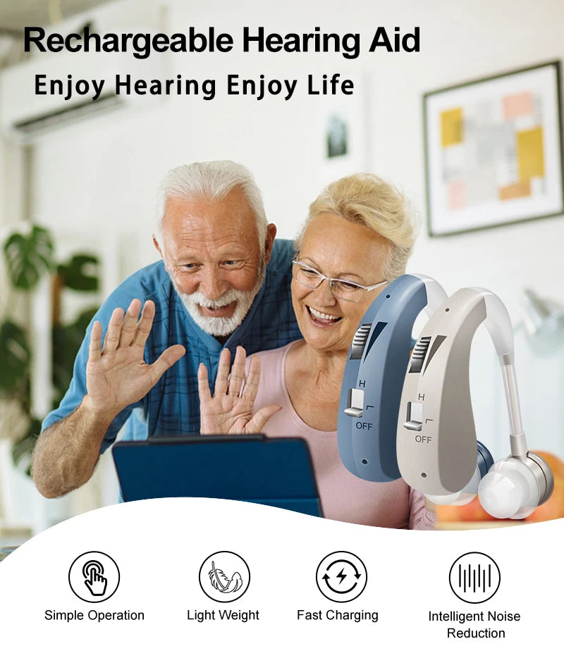 Rechargeable Hearing Aids Audifonos for Deafness/Elderly Adjustable Micro Wireless Mini Size Hearing Aid Ear Sound Amplifier