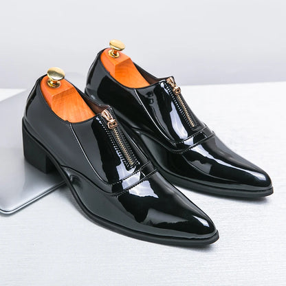 Luxury Brand Men's Chelsea Shoes Pointed Toe Dress Shoes Men's Banquet Blue Suit Shoes Red High-end Glossy Leather Shoes