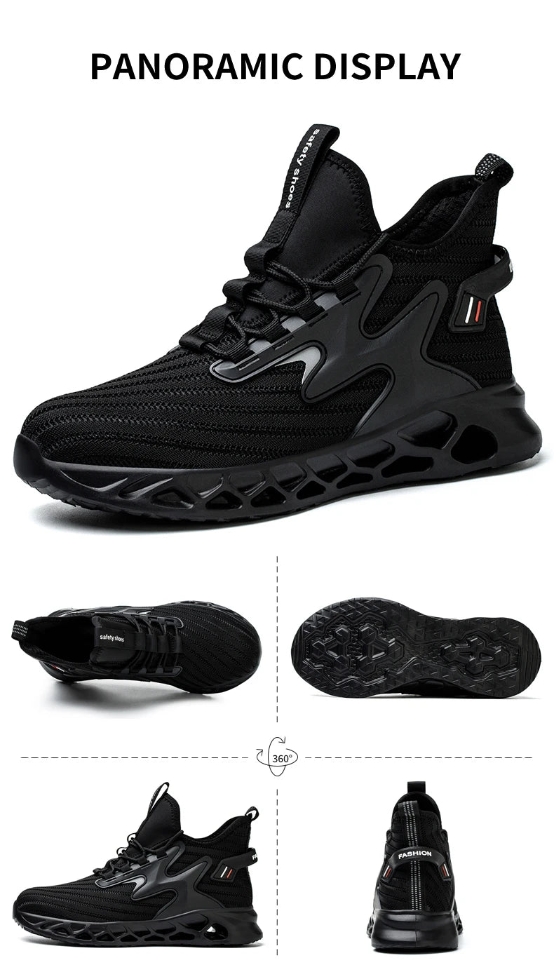 Security Boots for Men Work Sneakers Women Boots Breathable Steel Toe Shoes Safety Puncture-Proof Men Indestructible Boots